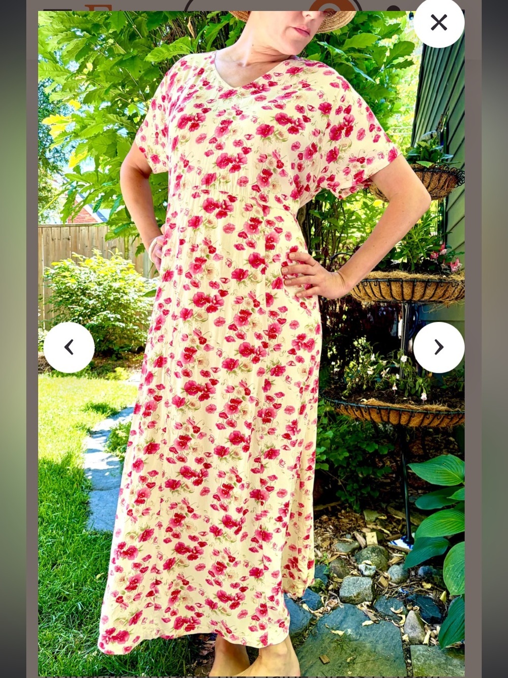 Vtg April Cornell Floral Maxi Dress Romantic Cottage Prairie summer $250 rose